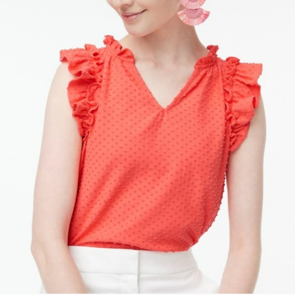 J. Crew Bundle .Swiss Dot Flutter Sleeve V-Neck Top. Set Of 2. NEW. Size XL